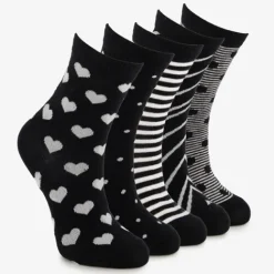 Scapino 5 paar damessoken met print zwart wit Best