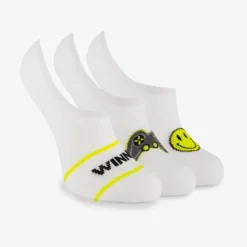 Scapino 3 paar invisible kinder sokken wit met opdrukken Outlet