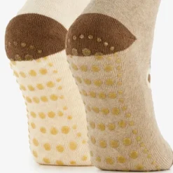 Scapino 2 paar kinder antislip sokken met dieren bruin Discount