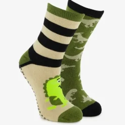 Scapino 2 paar kinder antislip sokken met dino groen Hot