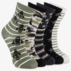 Scapino 5 paar kindersokken met print groen Outlet