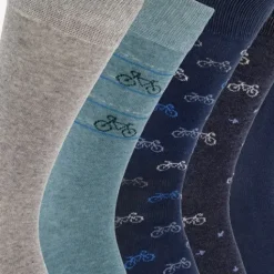 Scapino 5 paar lange herensokken met fietsen blauw grijs Outlet