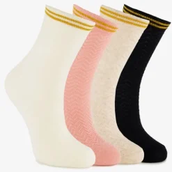 Scapino 5 paar lange kindersokken roze wit zwart New