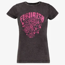 TwoDay Acid wash meisjes T-shirt met opdruk