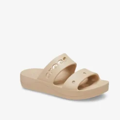 Crocs Baya Platform dames slippers beige Outlet
