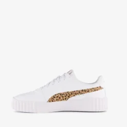 Puma Carina 3.0 meisjes sneakers met panterprint details wit Clearance