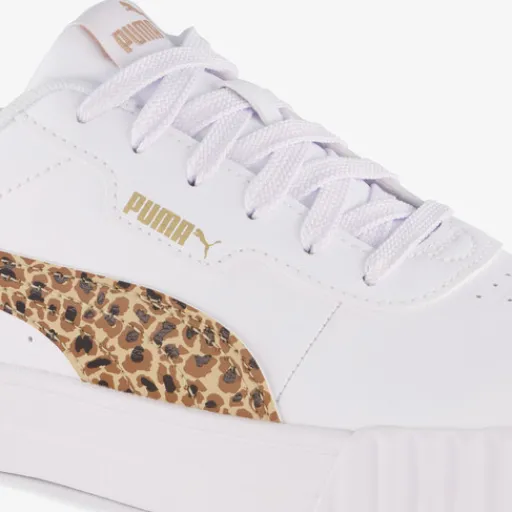Puma Carina 3.0 meisjes sneakers met panterprint details wit Clearance