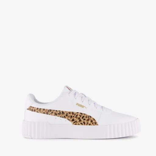 Puma Carina 3.0 meisjes sneakers met panterprint details wit Clearance