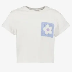 TwoDay Cropped meisjes T-shirt met borduursel wit Sale