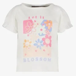 TwoDay Cropped meisjes T-shirt met bloemen wit