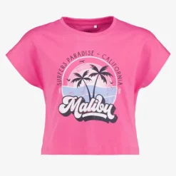 Name it Cropped meisjes T-shirt roze Hot
