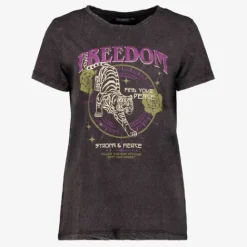 TwoDay Dames acid T-shirt met opdruk zwart Sale