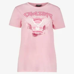 TwoDay Dames acid T-shirt met opdruk roze Clearance