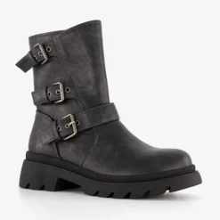 Blue Box Dames biker boots met gespen grijs Clearance