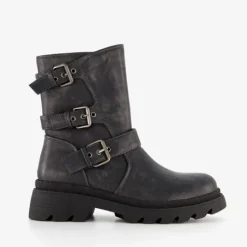 Blue Box Dames biker boots met gespen grijs Clearance