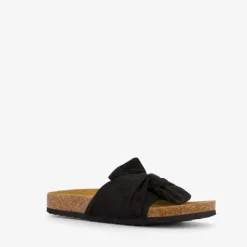 Scapino Dames bio slippers zwart met strik Hot