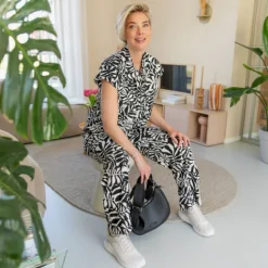 TwoDay Dames blouse met print zwart wit Discount