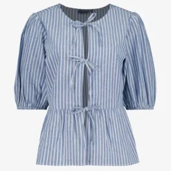 TwoDay Dames blouse met strikjes blauw wit Sale