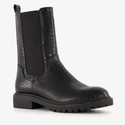 Blue Box Dames croco chelsea boots zwart Best