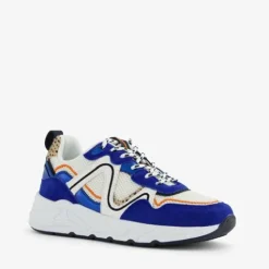 Blue Box Dames dad sneakers blauw met panterprint New