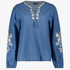 TwoDay Dames denim blouse met borduursels Outlet