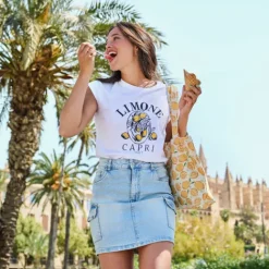 TwoDay Dames denim cargo rok lichtblauw Sale