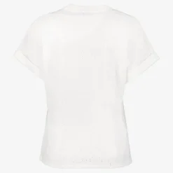 TwoDay Dames embroderie T-shirt met knopen wit