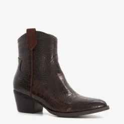 Blue Box Dames enkellaarsjes met crocoprint bruin Discount
