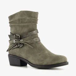 Nova Dames enkellaarsjes met hak grijs New