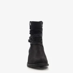 Nova Dames enkellaarsjes zwart met sierbandjes Online