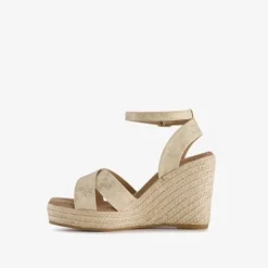 Blue Box Dames espadrilles met hoge sleehak goud New