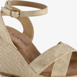 Blue Box Dames espadrilles met hoge sleehak goud New
