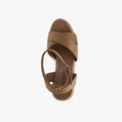 Blue Box Dames espadrilles met hoge sleehak bruin New