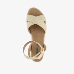 Blue Box Dames espadrilles met sleehak wit beige Clearance
