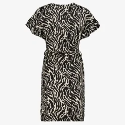 TwoDay Dames jurk met print zwart beige Outlet