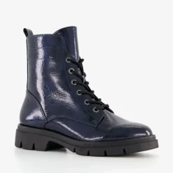 Tamaris Dames lak veterboots blauw Clearance
