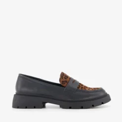 Nova Dames loafers met panterprint details zwart Sale