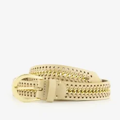 Scapino Dames riem beige met goudkleurige ketting