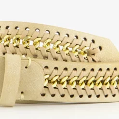 Scapino Dames riem beige met goudkleurige ketting