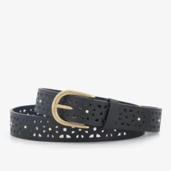 Scapino Dames riem met perforaties en studs zwart New