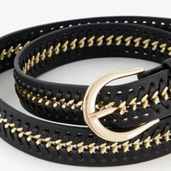 Scapino Dames riem zwart met goudkleurige ketting New