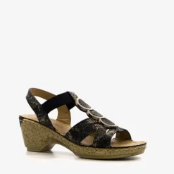 Blue Box Dames sandalen met hak zwart goud Clearance