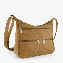 Renato Lucci Dames schoudertas camelbruin New