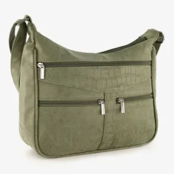 Renato Lucci Dames schoudertas groen croco