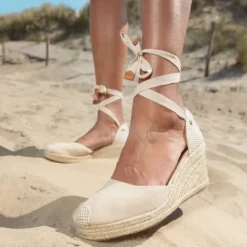 Blue Box Dames sleehak espadrilles met strik beige Clearance