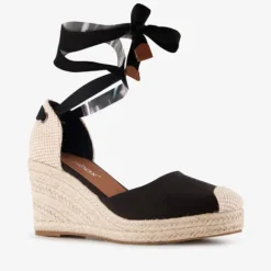 Blue Box Dames sleehak espadrilles met strik zwart Discount