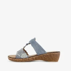 Natuform Dames slippers met sleehak grijsblauw New