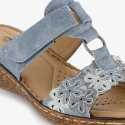 Natuform Dames slippers met sleehak grijsblauw New
