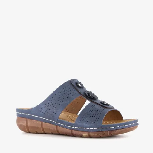 Natuform Dames slippers met sleehak blauw Best