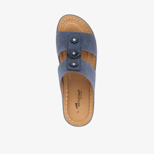 Natuform Dames slippers met sleehak blauw Best